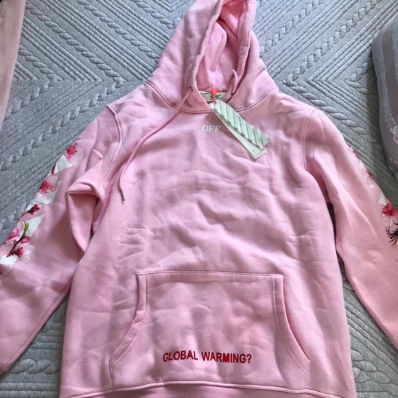 Off-White | Tops | Off White Global Warming Pink Hoodie | Poshmark